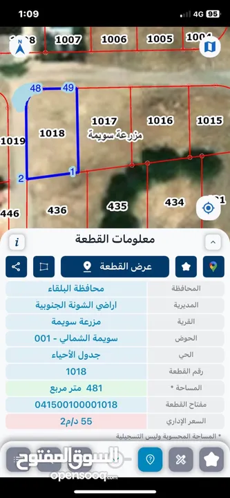 ارض في منطقة السويمة بحر الميت للبيع