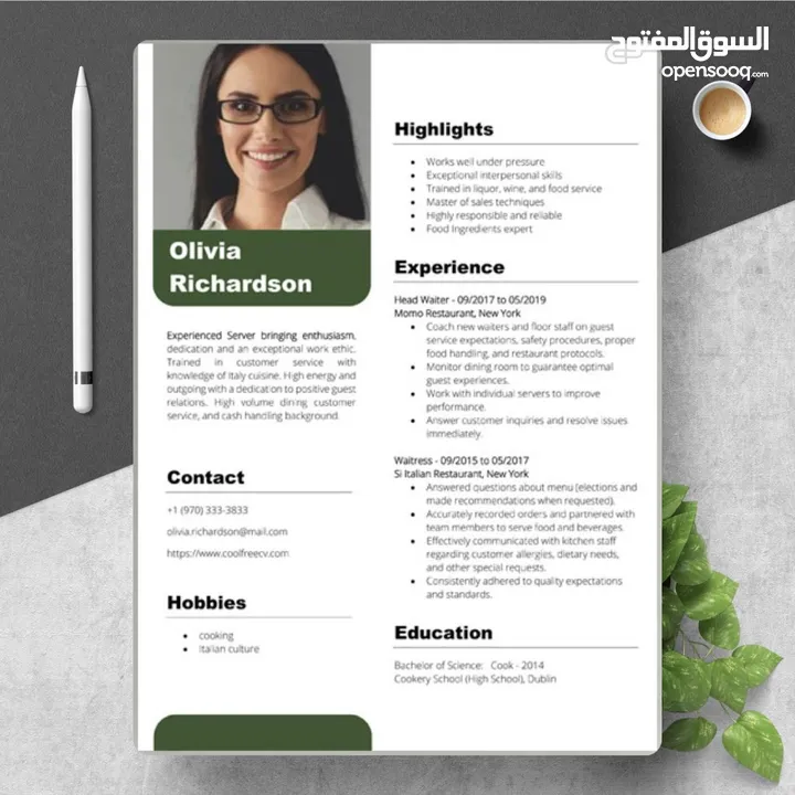 افضل سيرة ذاتية احترافية تظهر بياناتك وخبراتك في اسرع وقت واقل الاسعار Cv Design