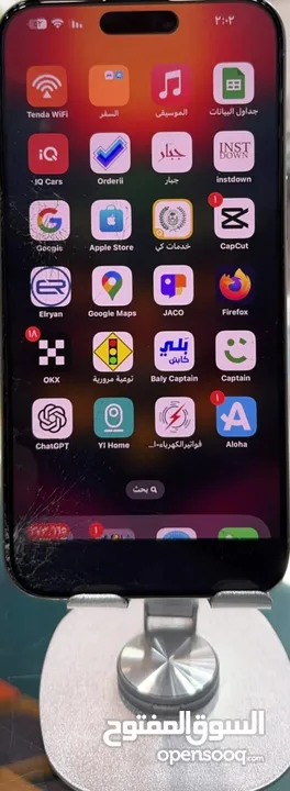 i.phone 15 .P.R.O_M.A.X \100 %battry طخةبالشاشة من الاسفل بسيطه \256GB 100باتري