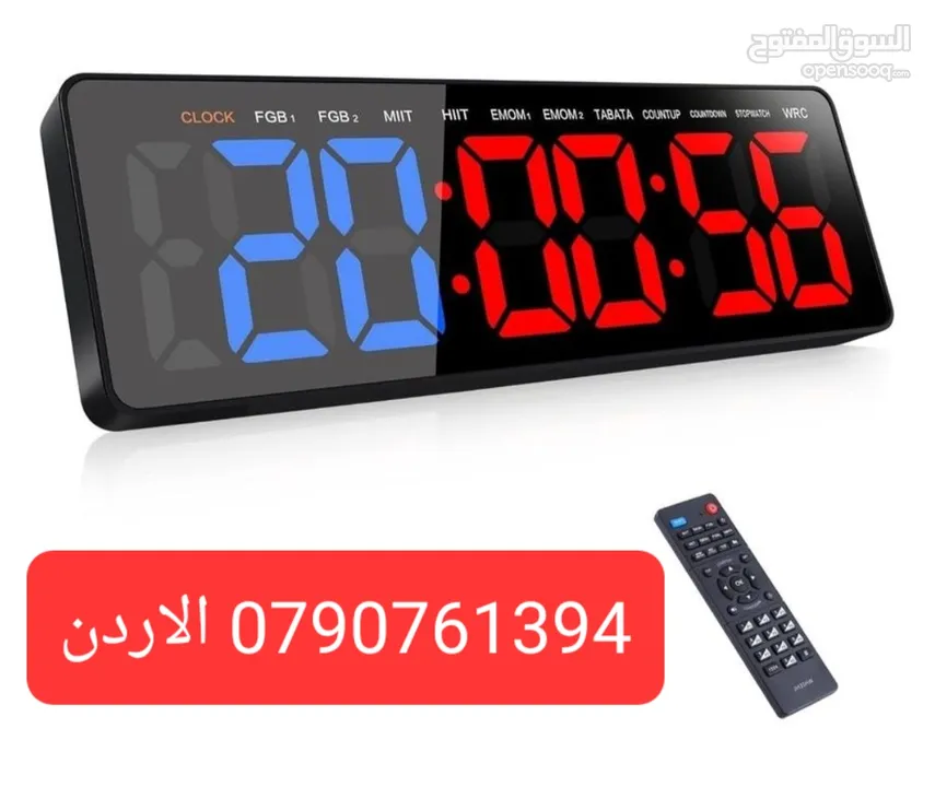 تايمر جيم مؤقت رياضي ساعات ديجتال صالات رياضية للياقة البدنية بشاشة كبيرة مع جهاز تحكم عن بعد لتماري