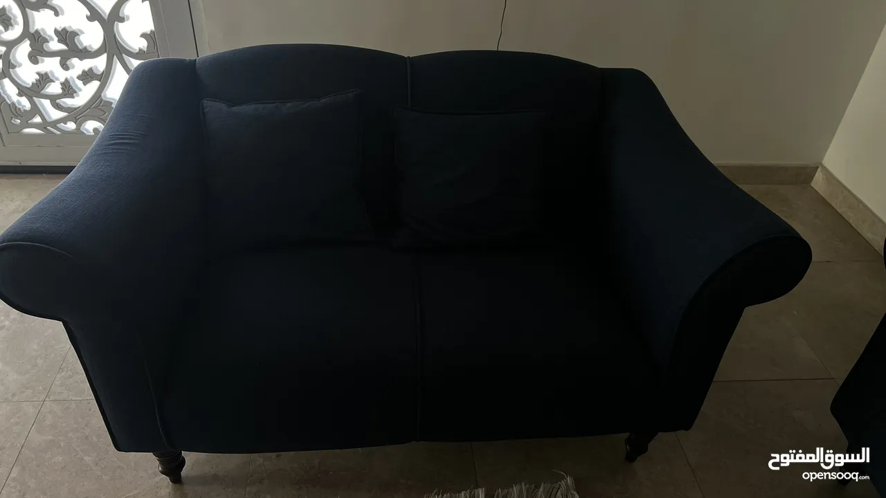 Navy blue sofa's with 1 side chair  Used but in an excellent condition