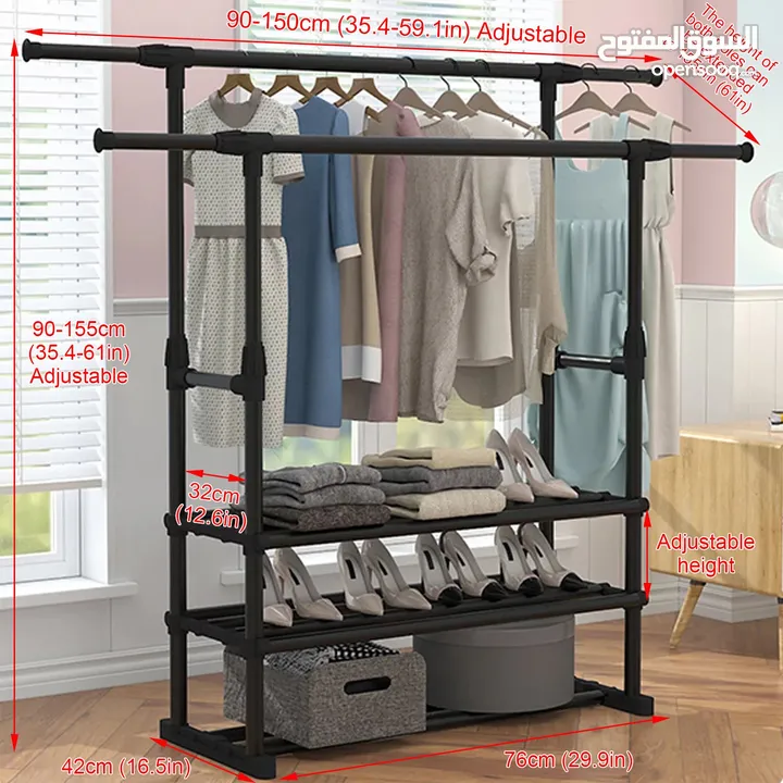 Clothes hanging shelves for mens and womens with holding 60kg cap.