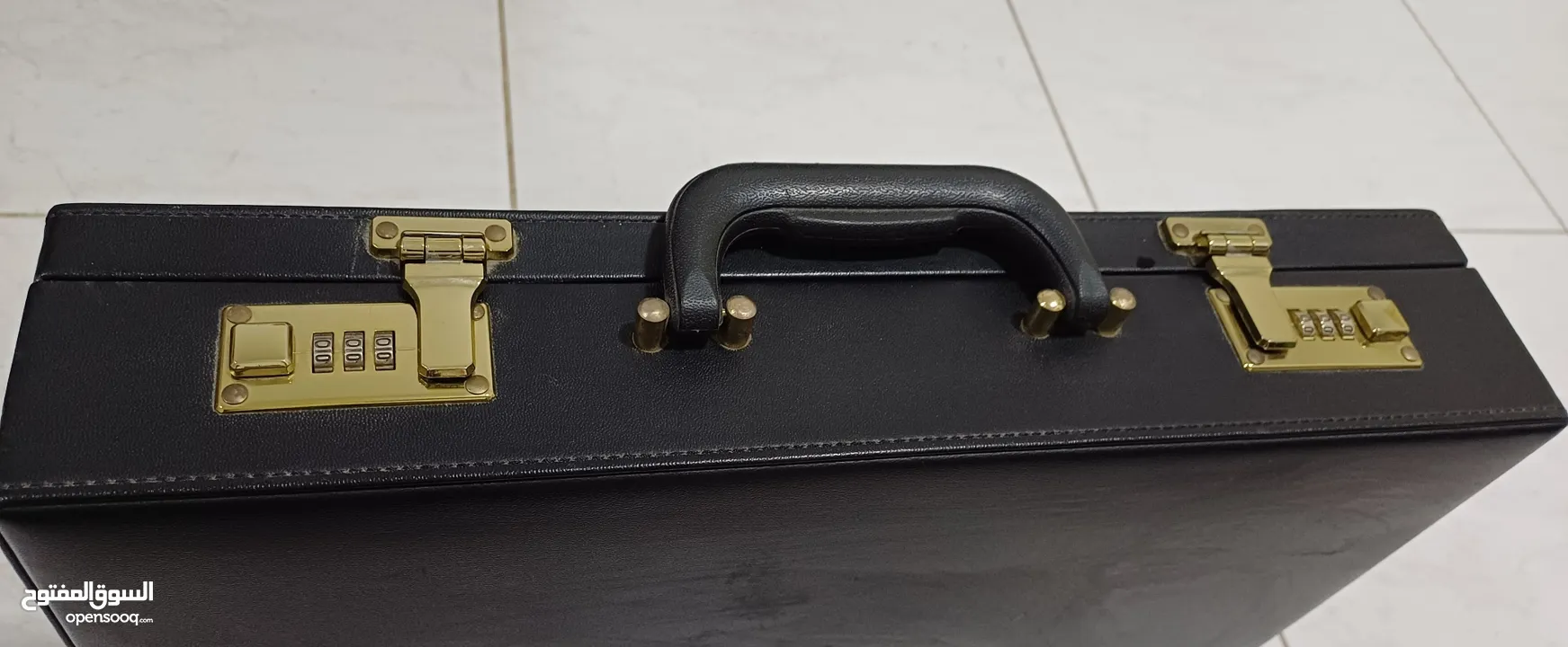 Leather briefcase with number lock combination