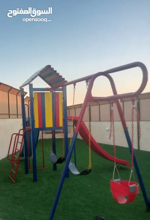 مرجيحة حديد جنازير ثنائية مع كرسي طفل   . العاب مزارع وشاليهات مراجيح وسحاسيل متوفرخدمة التوصيل