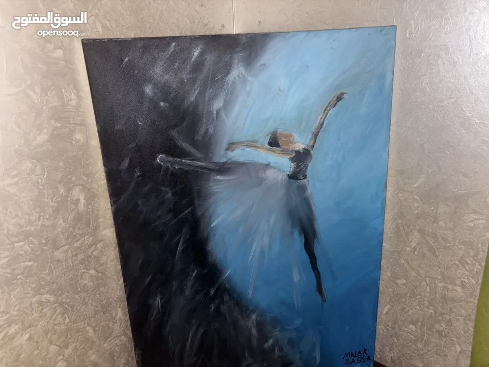 لوحة راقصة بالي  حين ترقص الروح بين العتمة والنور  When the Soul Dances Between Darkness and Light”