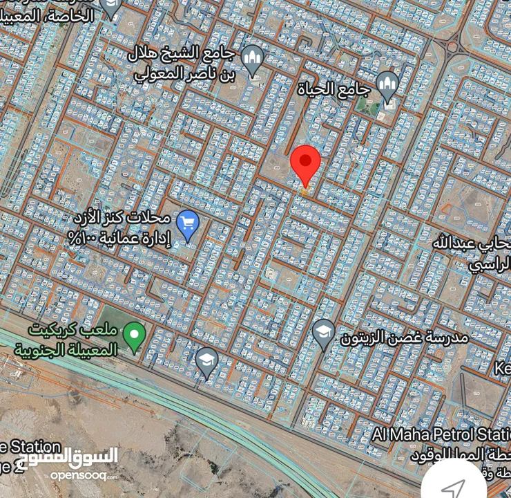 ارض سكنية للبيع في المعبيلة الجنوبية 4 بلوك 7 بالقرب من مسجد الحفيظ