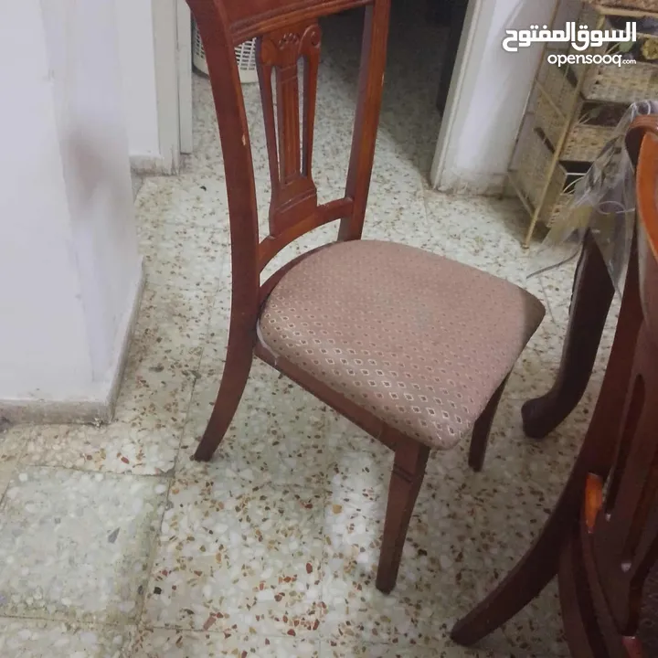 طاوله سفره خشب زان مع 6 مقاعد