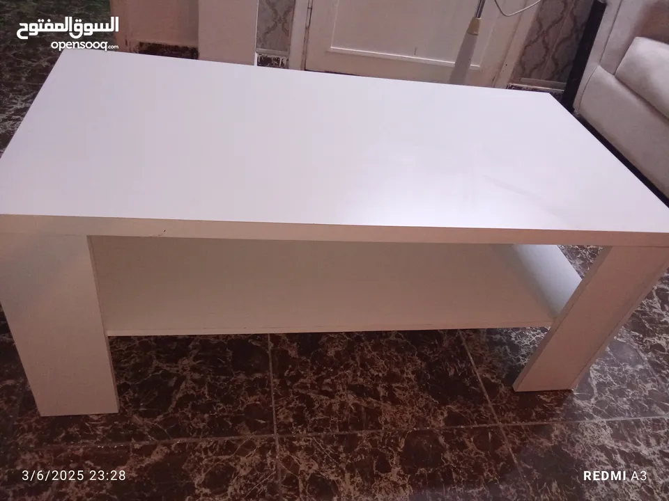 طاولة وسط لون ابيض  طاولة شاشة لون ابيض