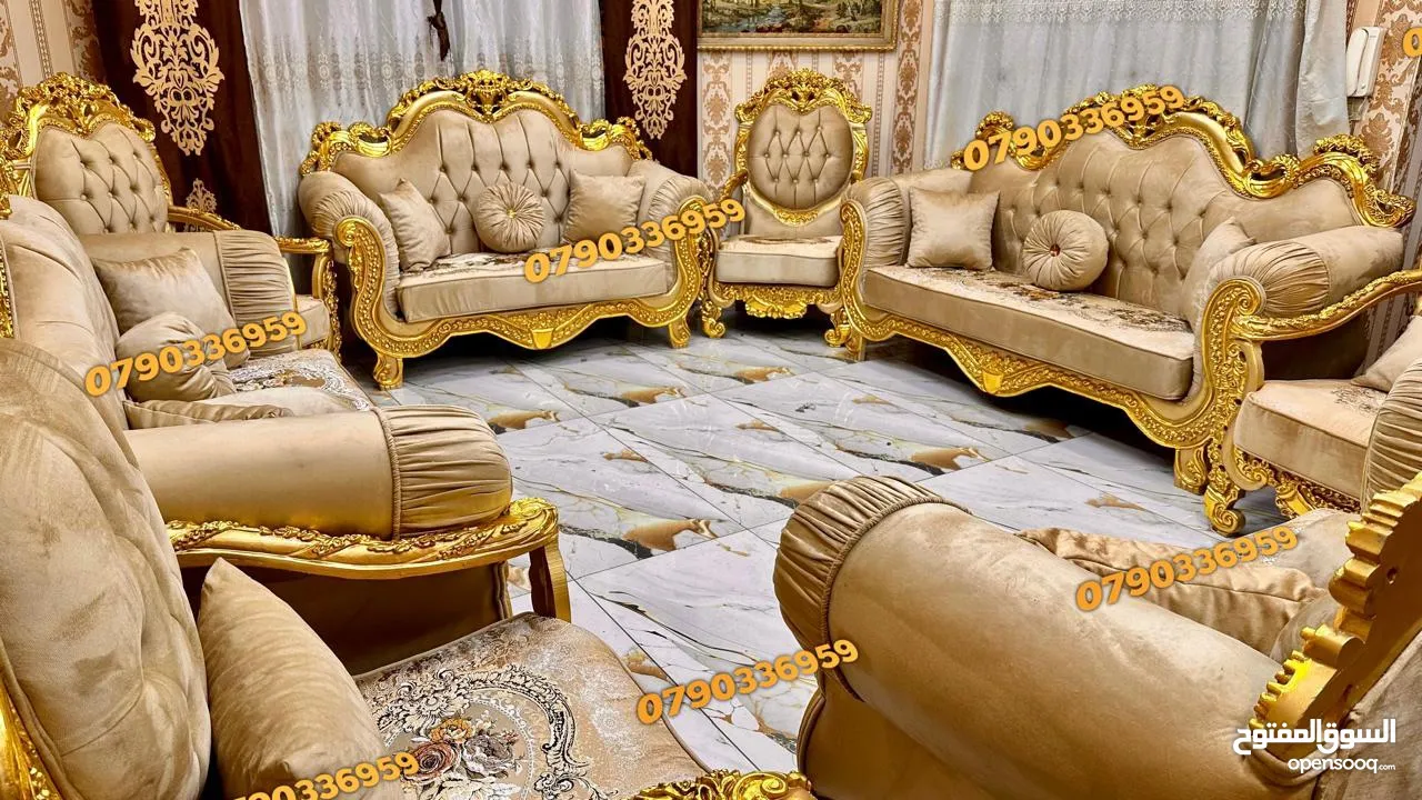 طقم كنب مصري دمياطي مستورد 14 مقاعد للبيع