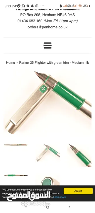 Parker 25 Flighter with green trim - Medium nib