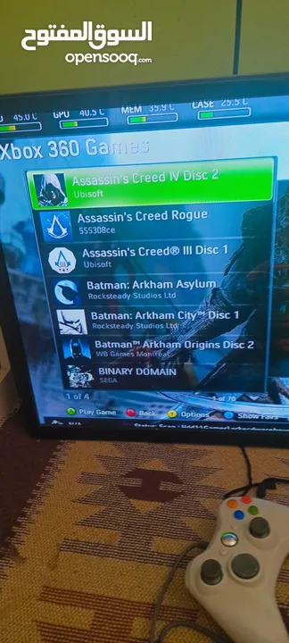 جهاز اكس بوكس 360 مهكر مع ايدتين مع أكثر من 150 لعبه مع جميع الكوابل الخاصه بالجهاز