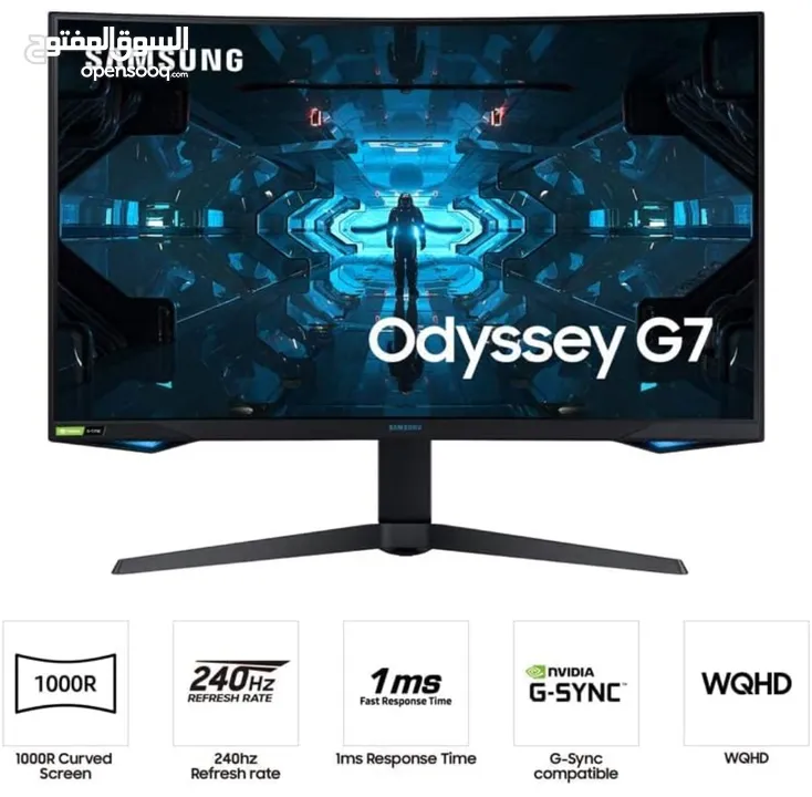Samsung Odyssey G7 32" QHD 2K 240Hz VA QLED HDR 1ms Curved Gaming Monitor