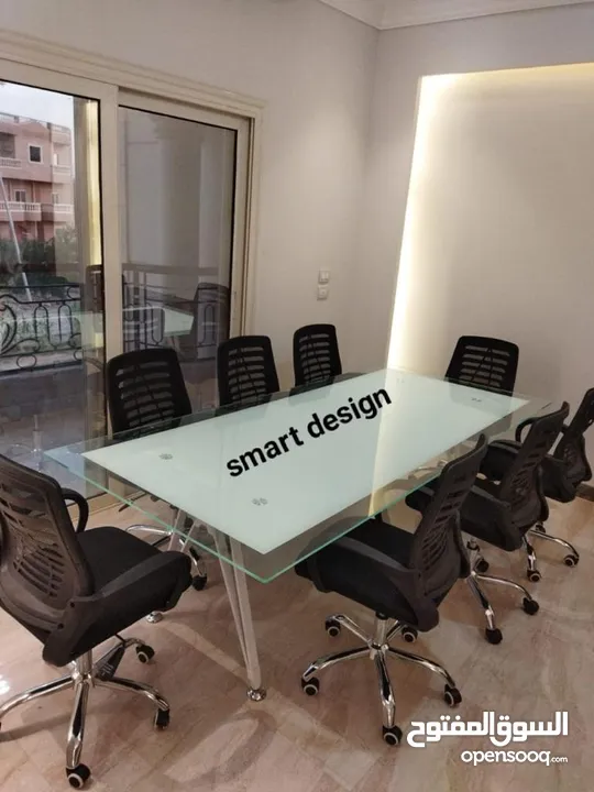 ترابيزة اجتماعات زجاج سيكوريت/meeting room office furniture modern من سمارت ديزاين للاثاث المكتبي