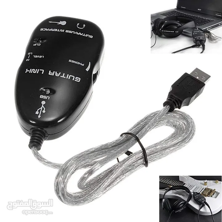 USB Guitar Link Cable Guitar to USB Interface Cable Link Audio for PC Recording Adapter