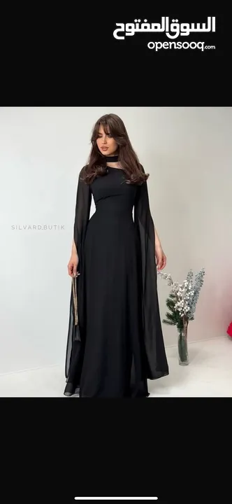 فساتين سهرة طويلة راقية اكمام شلال شيفون