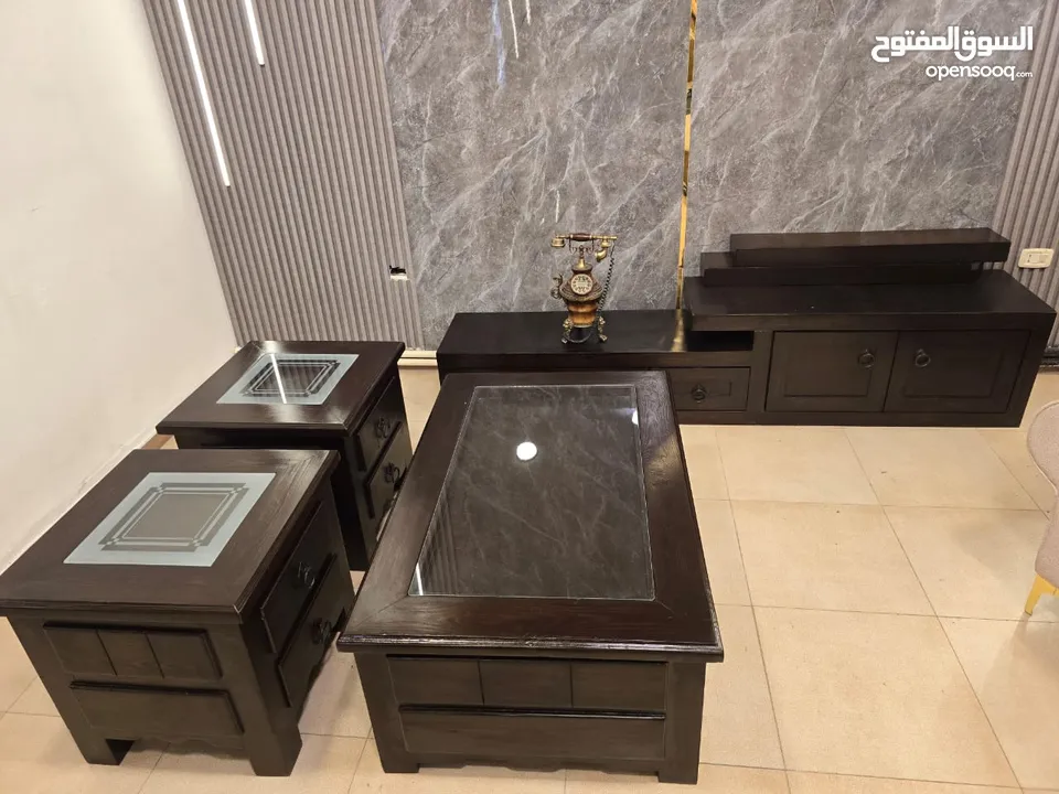 طقم طاولات موديل امريكي ج 3قطع تحفة فنيه خشب سويد بسعر مغري جدا