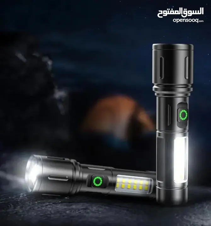 كشاف جبلي محمول ليد ليزر ابيض مصباح معدني مع زوم مدى 500 متر ضد الماء و اضائه جانبيه