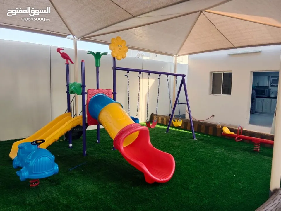 ألعاب مرجيح وزحليق تجهيز روضات طاولات وكراسي سبوارات ارفف دواليب