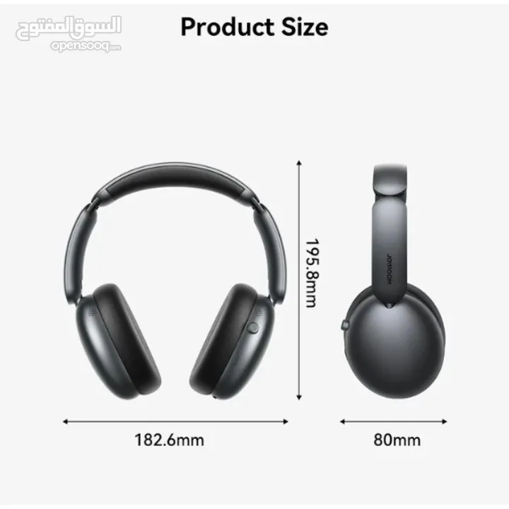 سماعات رأس Joyroom JR-JH1 Type-C Hybrid ANC لاسلكية مزدوجة الاتصال بجهازين، لون أسود، قابلة للطي