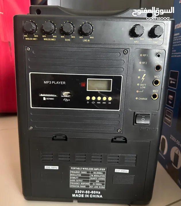 Speaker with wireless microphones