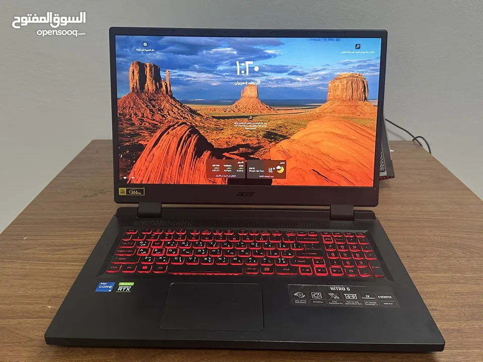 لابتوب جيمنج acer nitro 5 جهاز شبة جديد مرتب مع شاحنة الاصلي مواصفات ممتازة ل الالعاب و الشغل مرتب