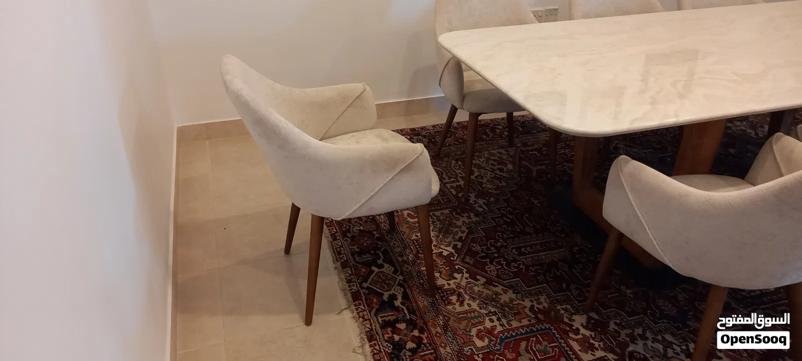 Modern Faux Marble Dining Table + 8 Upholstered Armchairs – Elegant 8-Seater Set