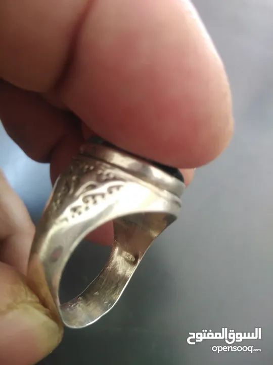 خاتم فضة 925 حجر العقيق المصور الطبيعي تشكيل رباني الوزن 11غرام القياس 28 صياغه ايرانية