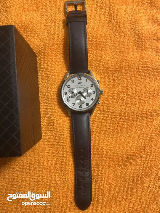 ساعة بولو رجالية B.H. Polo Club Matteo Multifunction Dark Blue Leather White Dial For Men