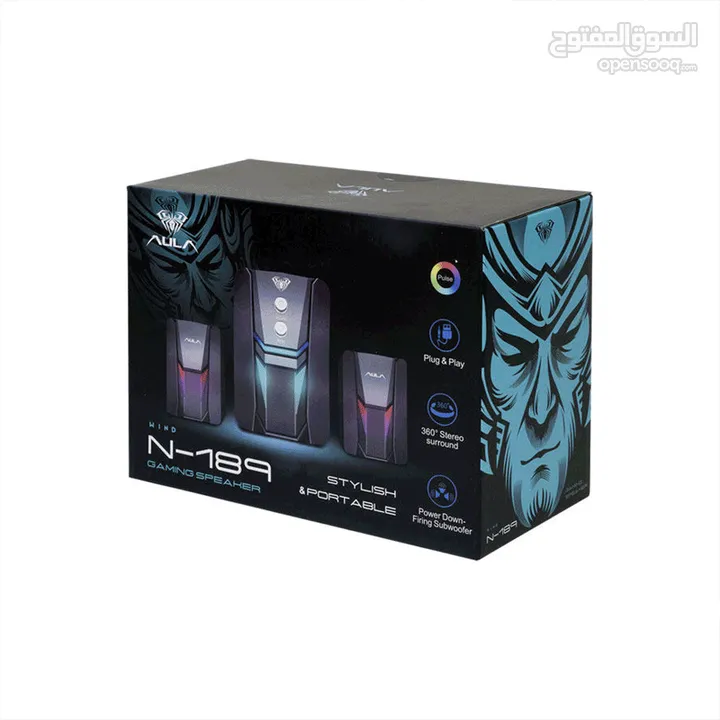 سماعات كمبيوتر جيمنغ  مضيئة مميزة  Aula Speaker N-189 Gaming RGB Lights OG