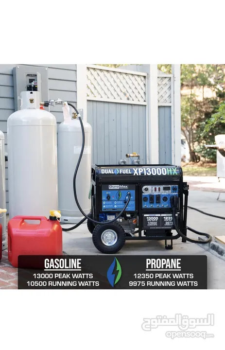 مولد DuroMax XP13000HX Dual Fuel المحمول - يعمل بالبنزين أو البروبان بقوة 13000 واط