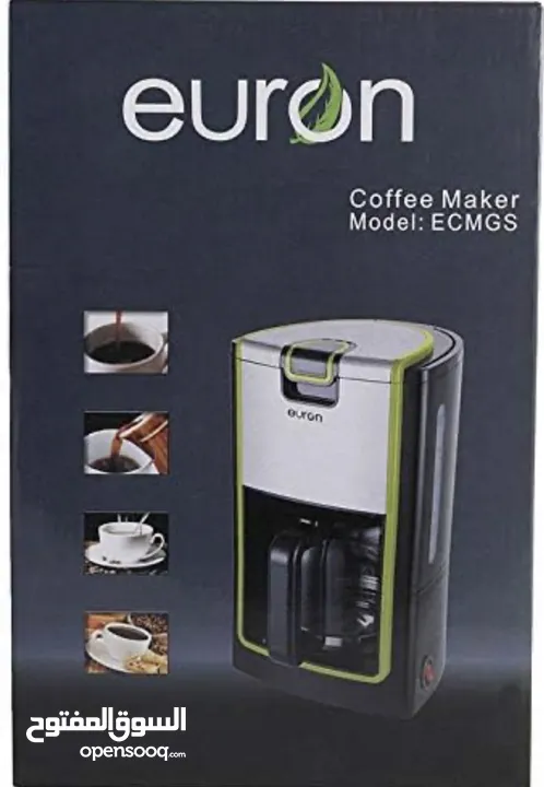‎ ماكينة صنع القهوة يورون 900 واط لون اسود Euron 900 Watts 3-1 Designer Coffee Maker, Black