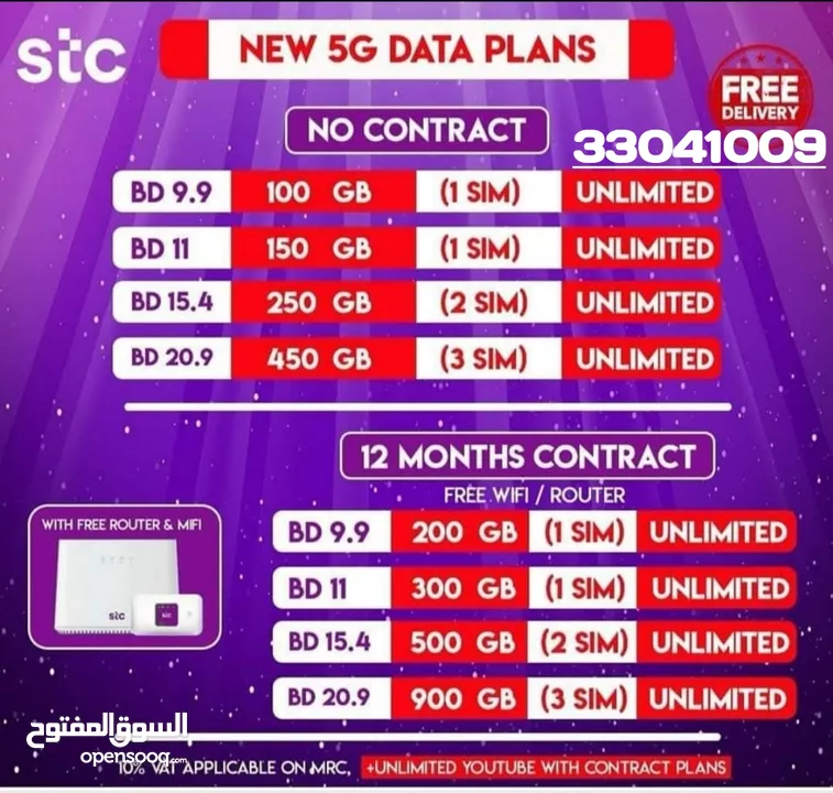 STC 5G Home broadband, Fiber, Voice and Data Sim