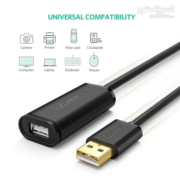 UGREEN US103 USB 2.0 Active Extension Cable-3M وصلة يوجرين مع محول