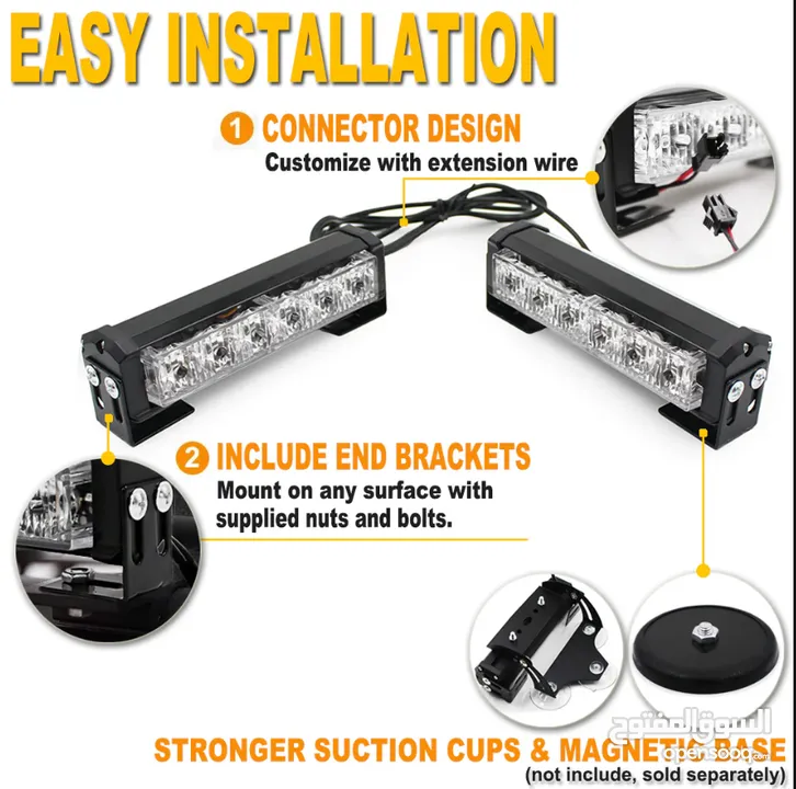 4 X 6 LED Traffic Advisor Rooftop Light Bars ضو لطاش لون برتقالي عدد 4