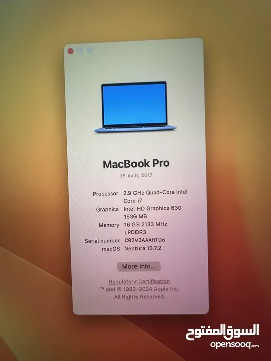 MacBook Pro (15-inch, 2017) Technical Specifications