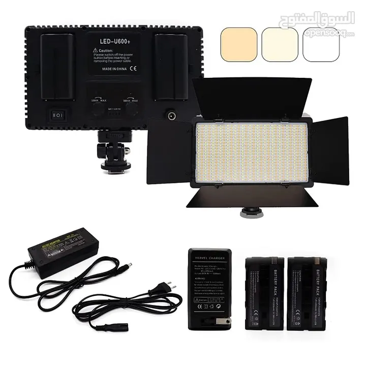 600 LED light video light kit, Rechargeable and plug-powered video conference live light اضاءة تصوير