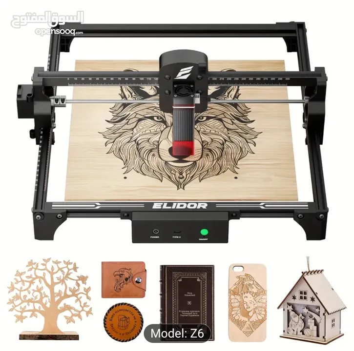 ماكينة قص ونقش ليزر 6W للخشب، جلد، قماش، اكريليك –Laser Engraving Machine CNC