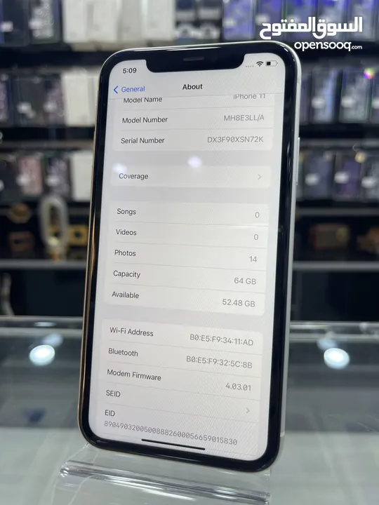 ‏iPhone 11 (64 GB) ايفون 11 مستعمل بحالة الوكالة  بطارية اصلية