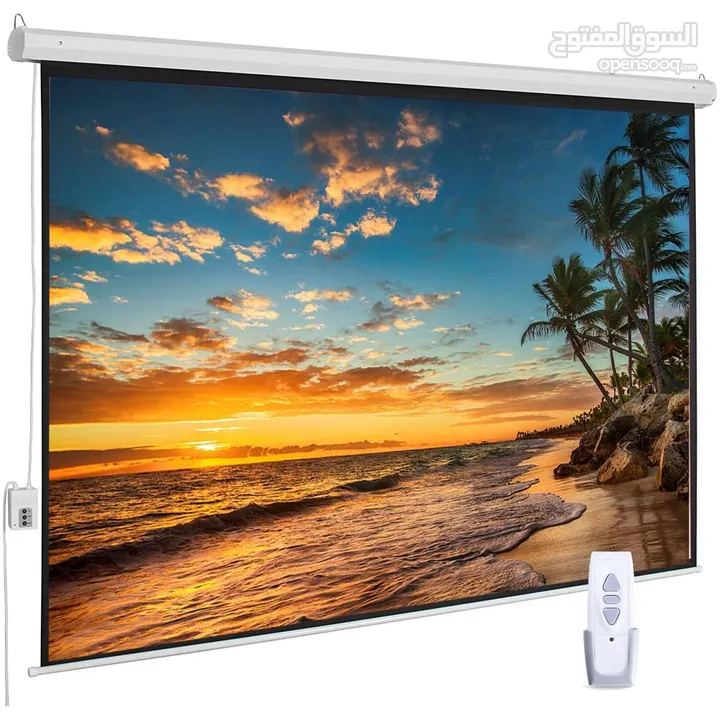 Motorized Projector Screen Wall Mount (240cmx240cm) with Remote شاشة بروجكتور مع ريموت