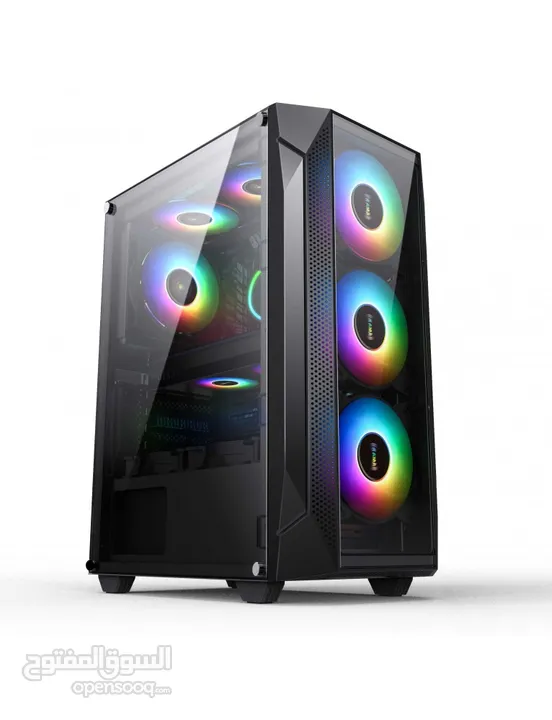 كيس جيمنج للتجميعات فارغ مع 4 مراوح ار جي بي ملون - TERMINATOR T-1000 4X RGB FANS GAMING CASE