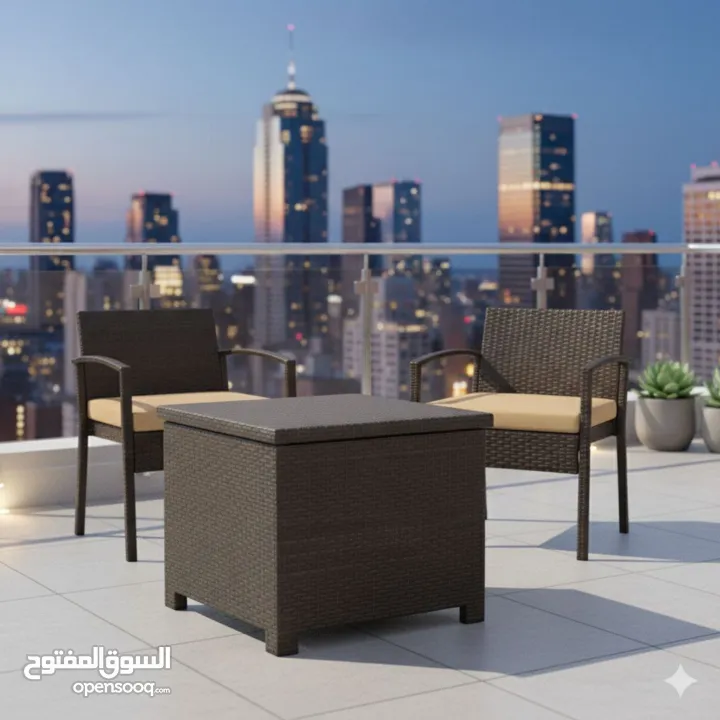 طقم جلسة خارجية أنيق ومريح استمتع بأوقات الراحة والاسترخاء في الحديقة أو       البلكونة مع هذا الطقم