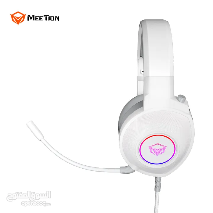 Meetion HP012 RGB 7.1 Virtual Surround Sound Gaming Headset USB -White سماعات لون ابيض