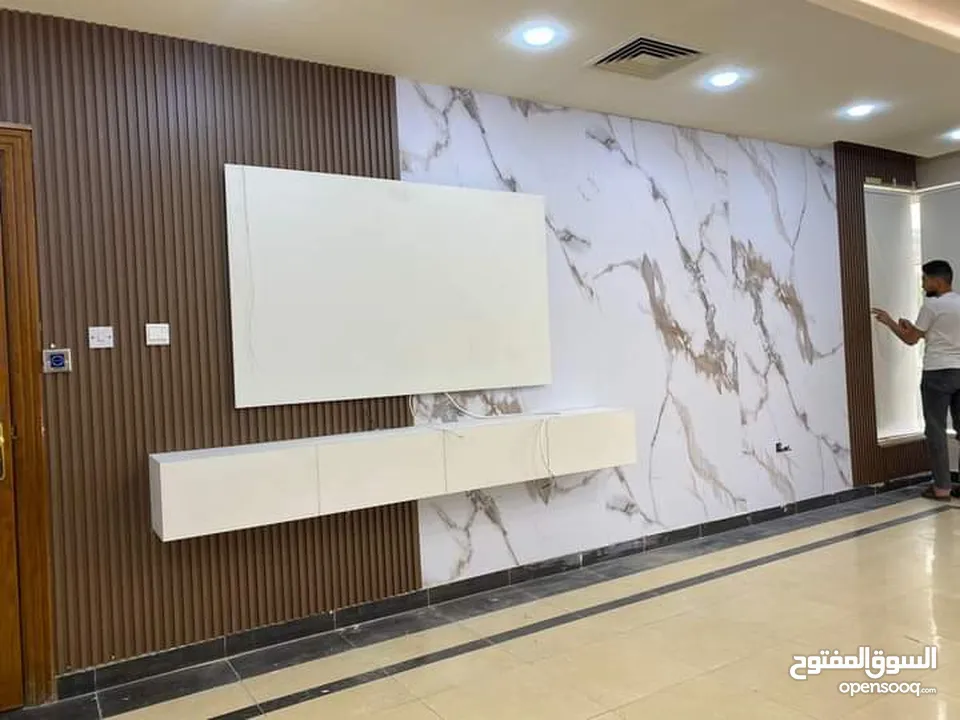 بديل الحجر وبديل الرخام وبديل الخشب والفاير بليس ورق جدران والشيبورد باركيه