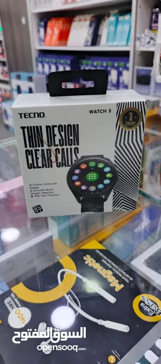 ساعة 3 TECNO WATCH الاصلية بتضل متواصلة 7 ايام جديده بلكرتونه