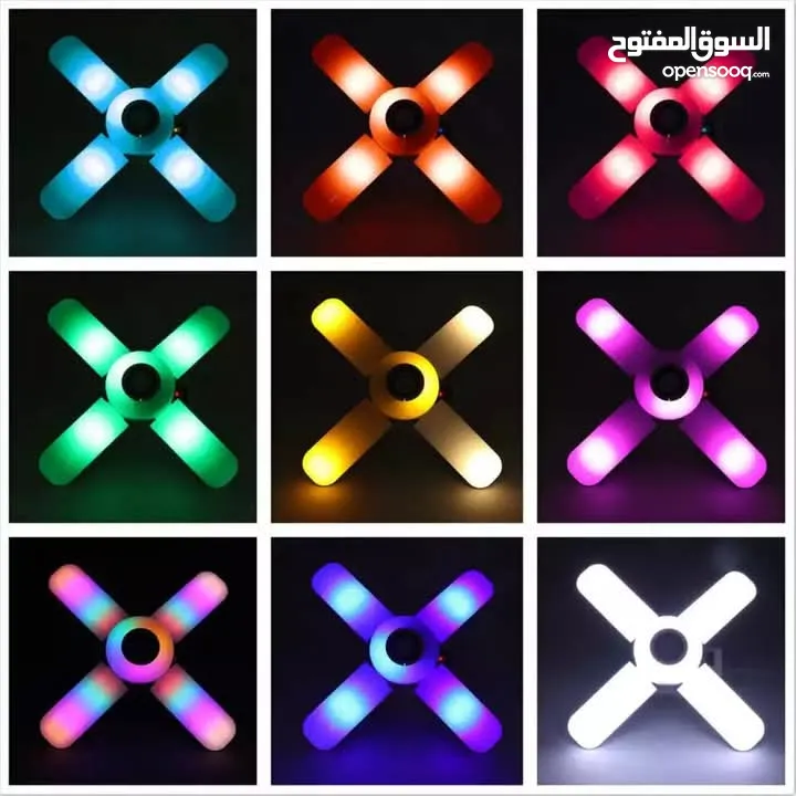 لمبه اضائه RGB و سماعات سماعة بلوتوث شكل مروحه لمبة اضائه تحكم ريموت و بلوتوث مقاس 40 سم