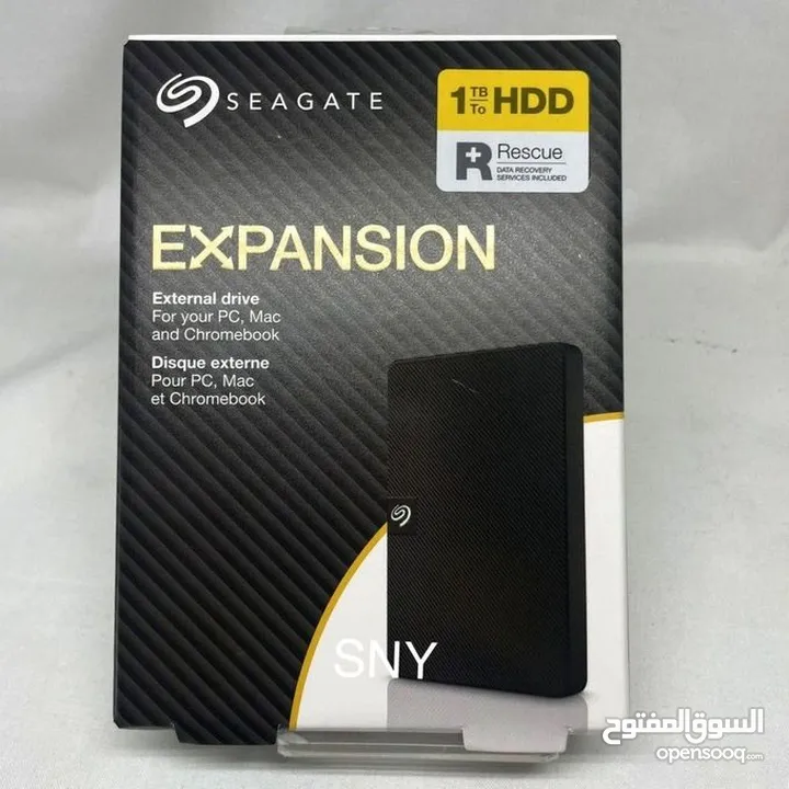 محرك الأقراص الصلبة الخارجي المحمول Seagate Expansion USB 3.0 بسعة 1 تيرابايت، أسود