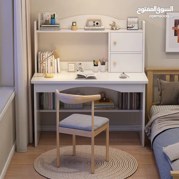 مكتب دراسي كامل متكامل مكتب مثالي مع سطح مكتب واسع خشب مقاوم للخدوش وسهل التنظيف والتركيب
