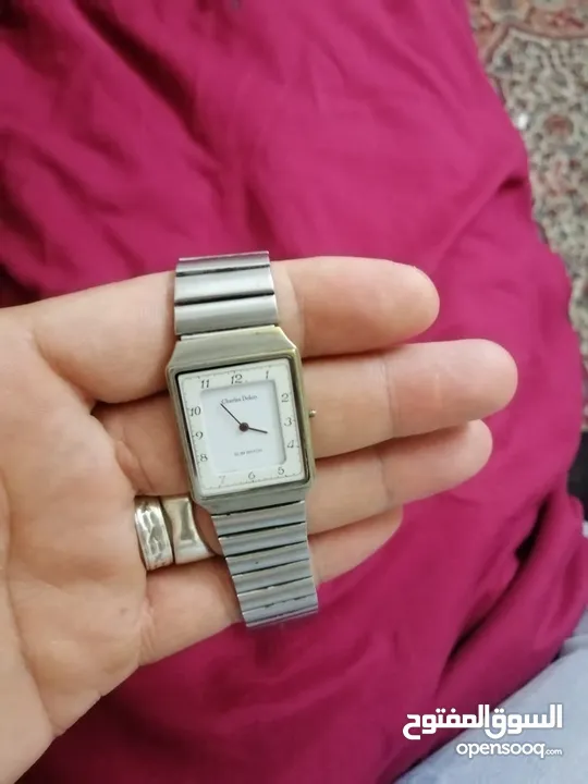 ساعة يد ماركة Charles Delon الأصلية – Slim Watch   تصميم كلاسيكي نحيف، شكل مستطيل، سوار معدني ستانلس