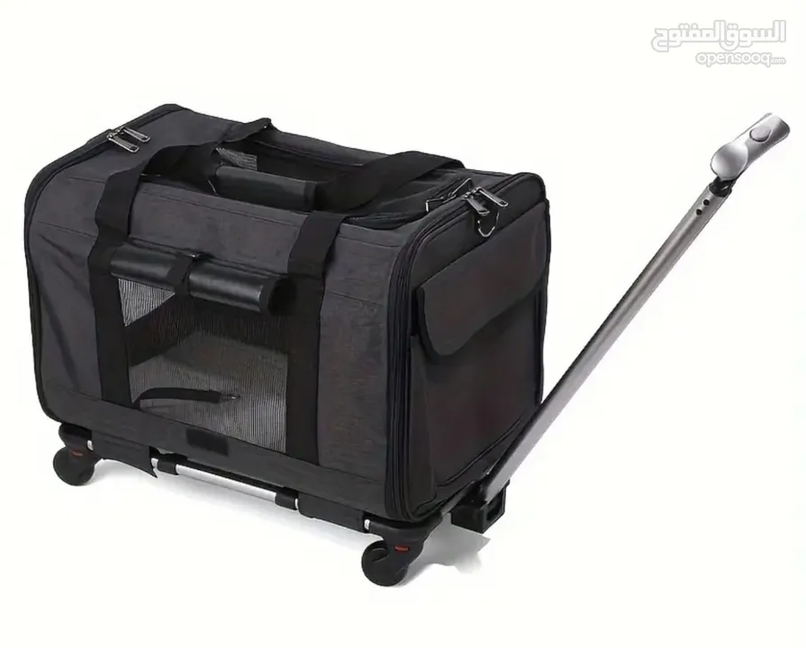 Pet bag trolley  حقيبة مع عجلات للكلاب الصغيرة والقطط لون اسود مع عجلات