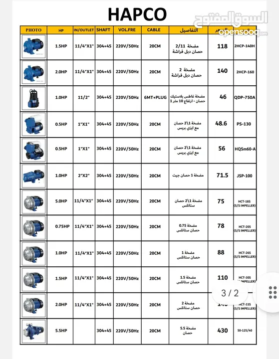 مضخات مياه من 1 حصان ل 20 حصان مضخة ماء / ماتور ماء